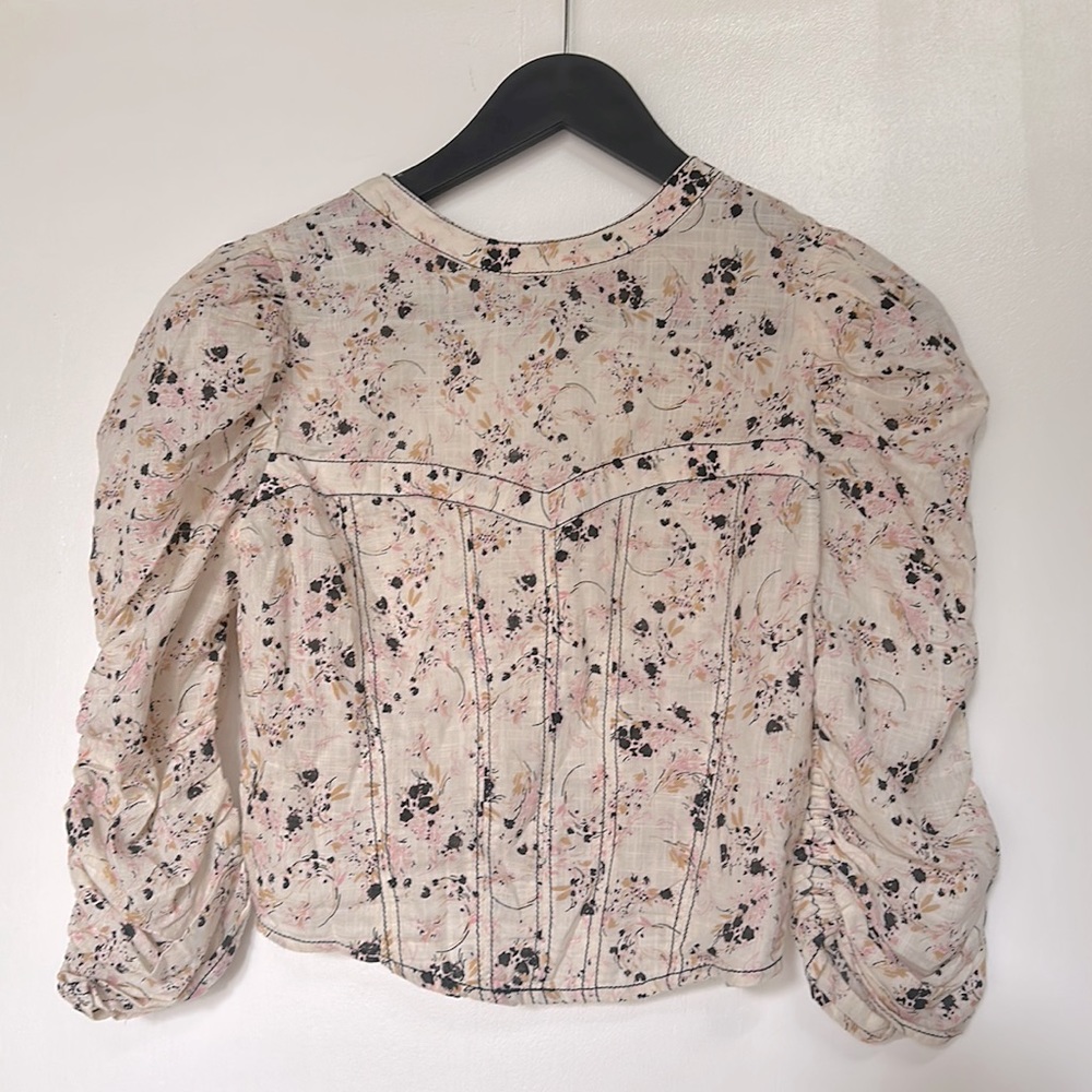 Free people vintage floral crop blouse